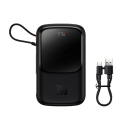 Powerbank Baseus Qpow Pro with Lightning cable, USB-C, USB, 10000mAh, 20W (black)