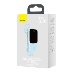 Powerbank Baseus Qpow Pro with USB-C cable, USB-C, USB, 10000mAh, 22.5W (blue)